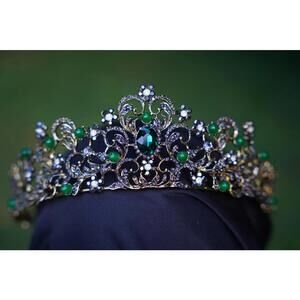Jade Dynasty Custom Green Gold Tiara Emerald Bridal Birthday Wedding Gift Diadem
